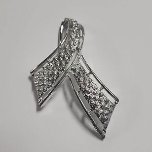 VTG SIGNED EMMONS large OPEN WORK Brooch Pin brushed textured silver tone metal